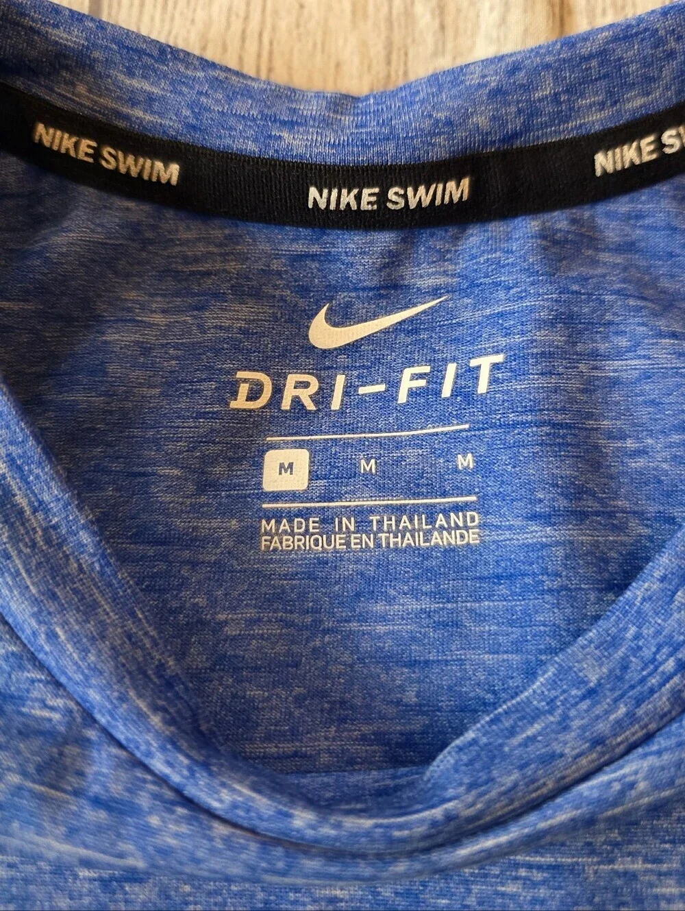 Nike Swim Crewneck Short Sleeve Shirt Mens Medium DriFit UPF 40+ Blue Fitted